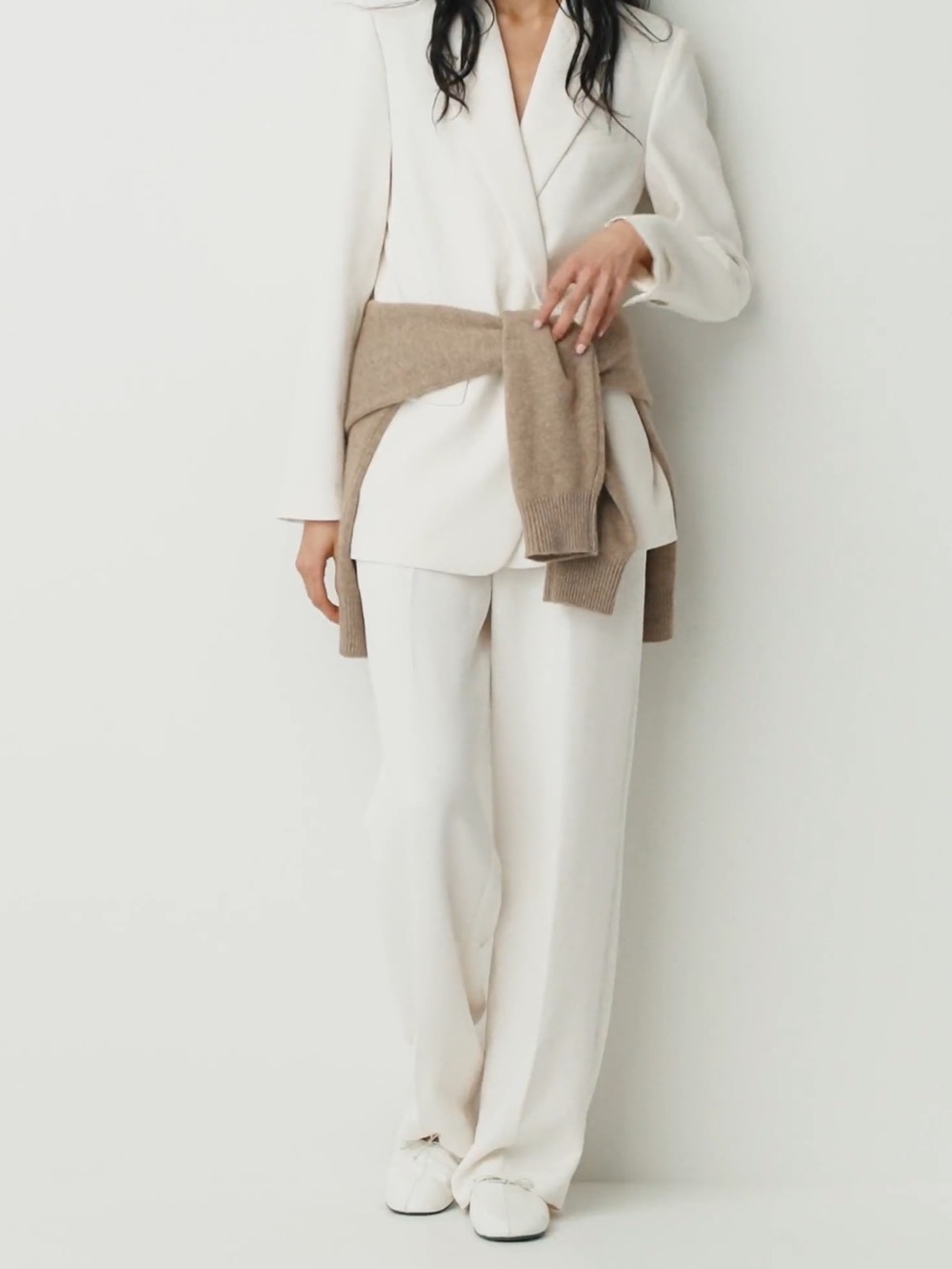 Aritzia Wilfred High-Rise Wide-Leg Women’s Pants in Light Birch